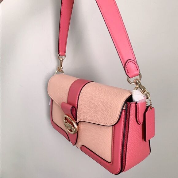 New Coach Genuine Leather Shoulder Bag In Colorblock - Picture 5 of 16